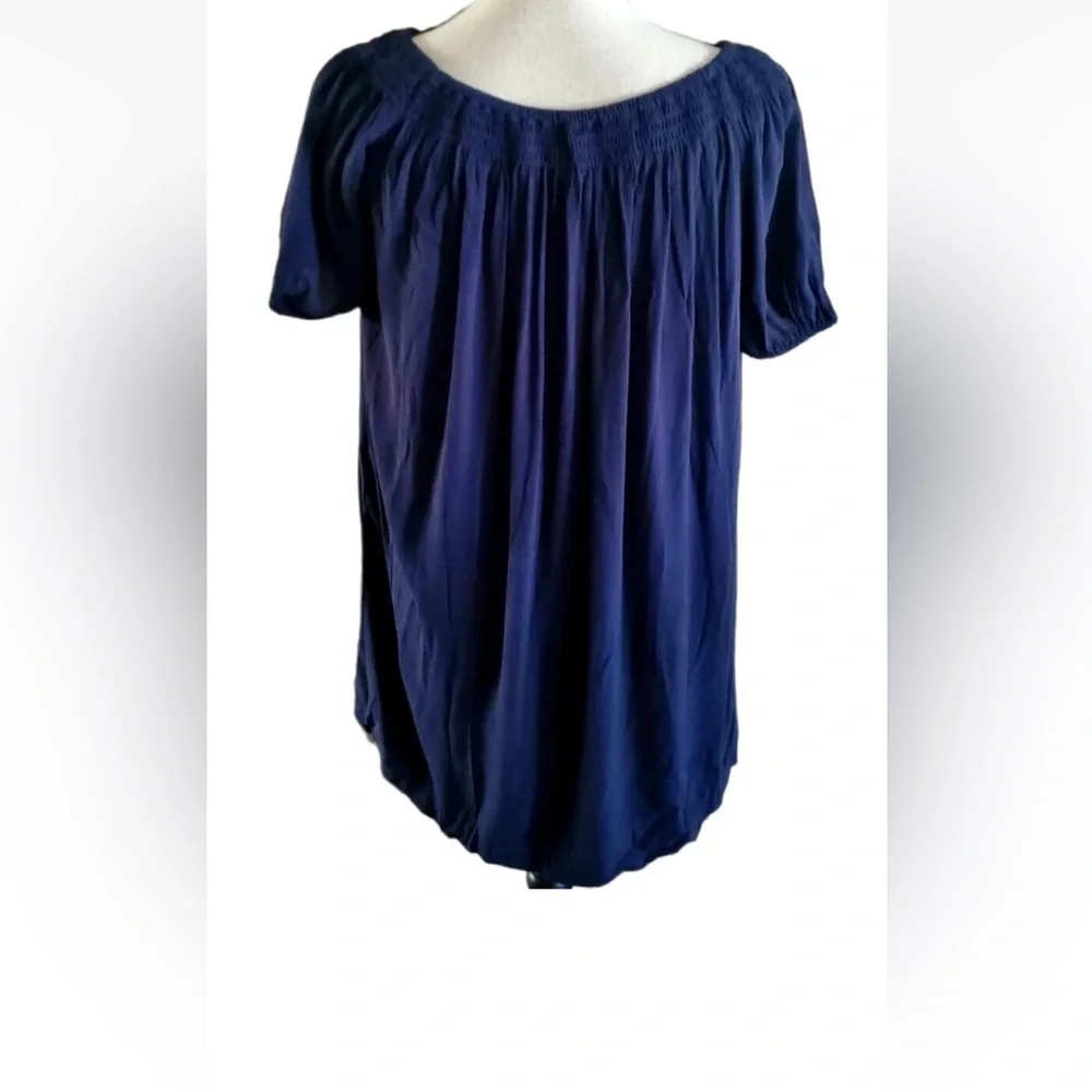 LOFT Dark Blue dress with White Embroidery - Picture 5 of 8
